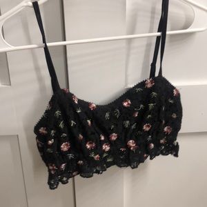 Black/floral crop/bralette